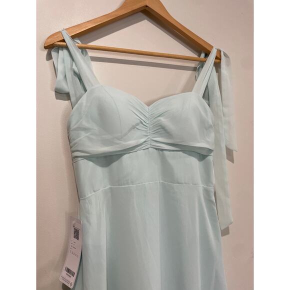 NWT Azazie Lizet Sweetheart Neck Chiffon A-Line Bridesmaid Dress Sea Glass US A2 - Picture 4 of 6